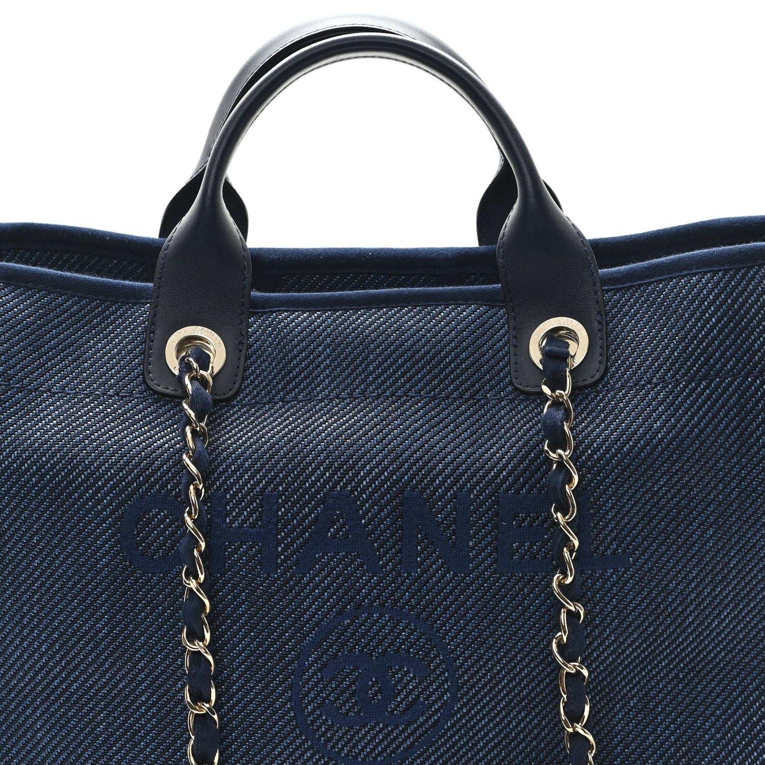Chanel Mixed Fibers Calfskin Medium Deauville Tote Navy Blue 8 of 10