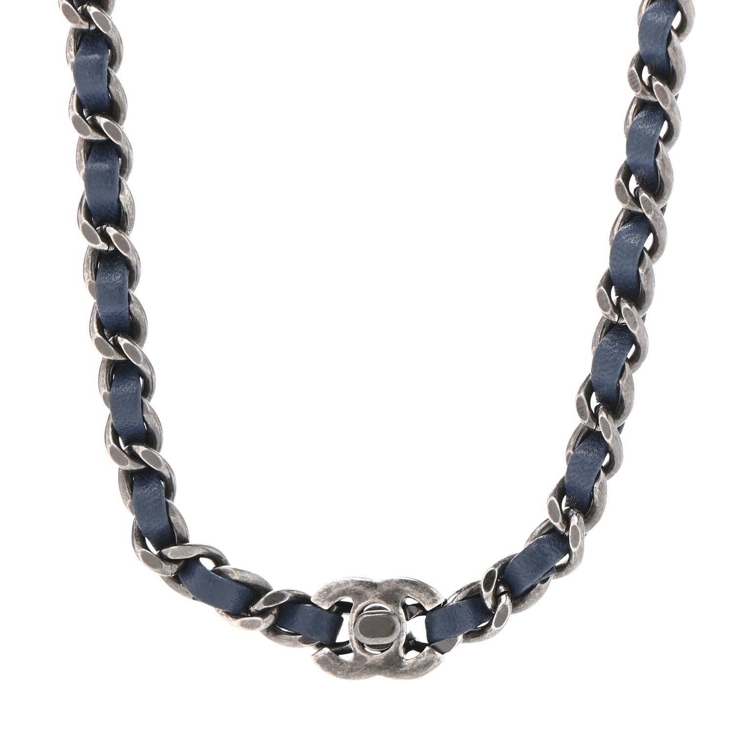 Chanel Lambskin CC Turnlock Necklace Navy Blue 4 of 5