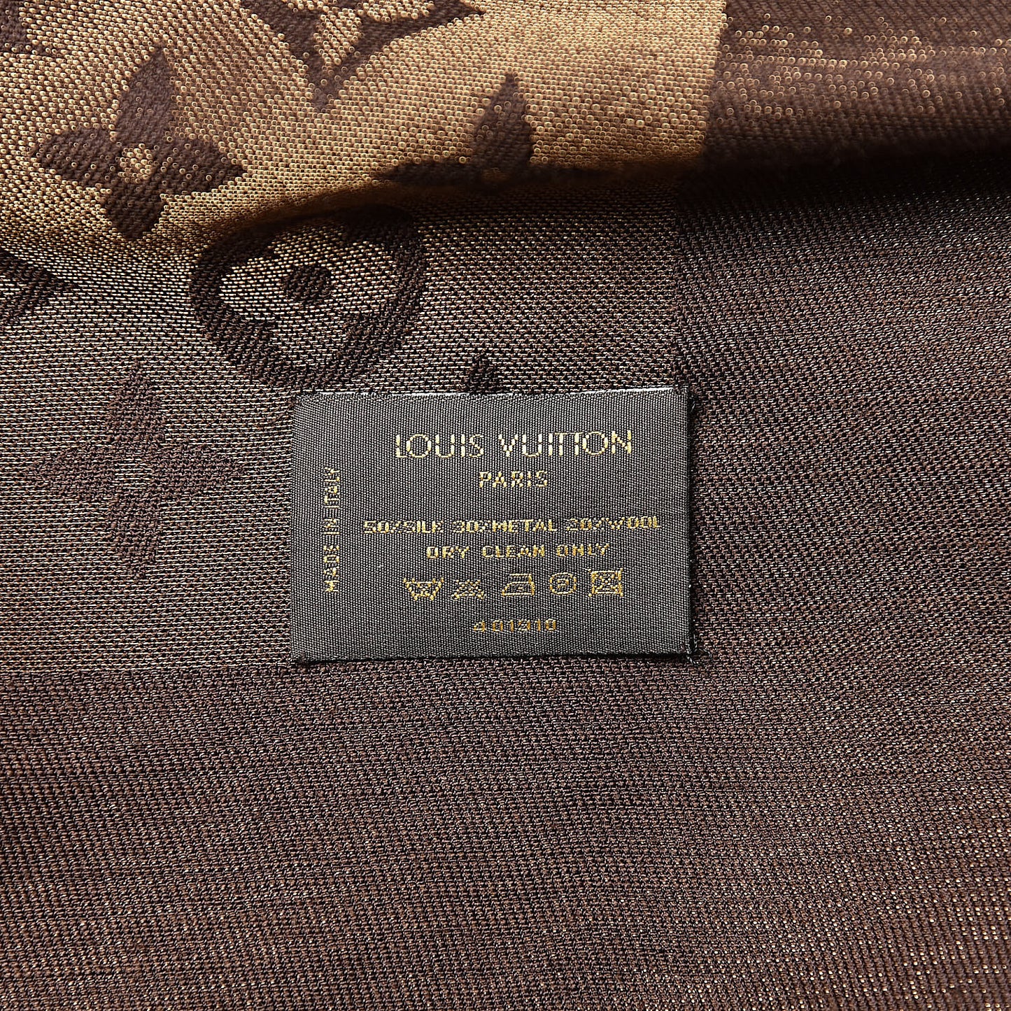 Silk Lurex Wool Monogram Shine Shawl Brown