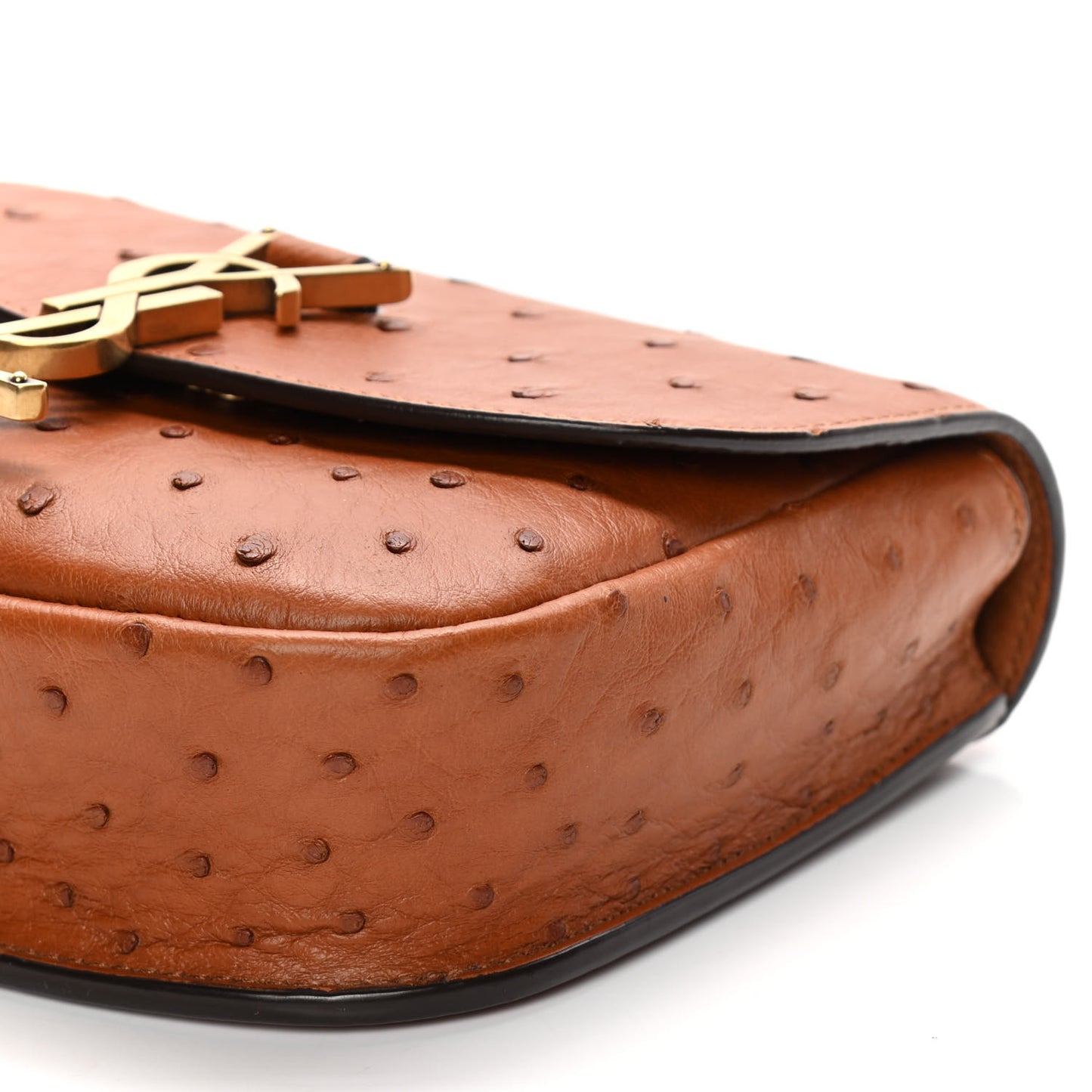 Ostrich Mini Classic Monogram Kaia Satchel Brick