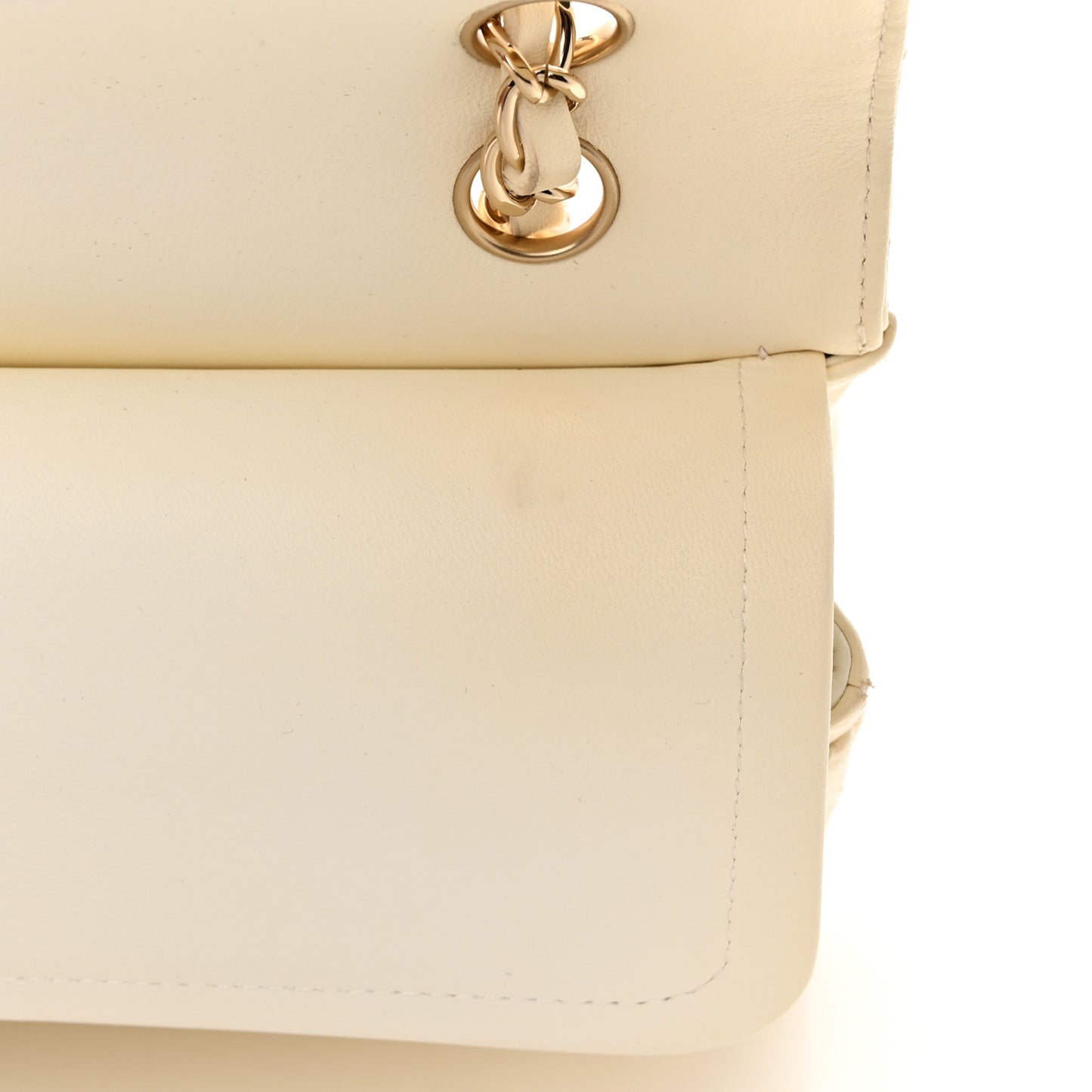 Lambskin Chevron Quilted Medium Double Flap Ivory
