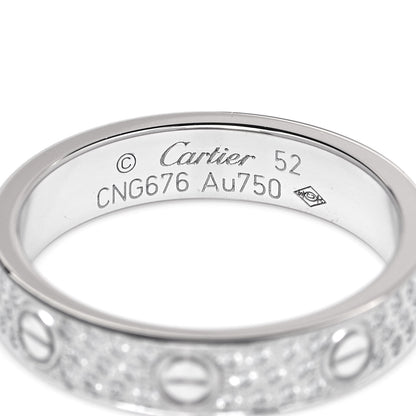 Cartier 18K White Gold Diamond 4mm LOVE Wedding Paved Band Ring 52 6 4 of 4