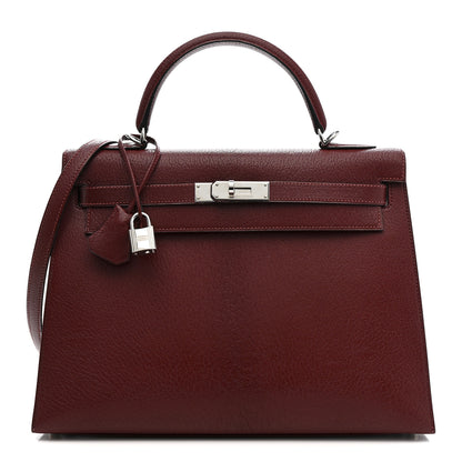 Hermes Chevre De Coromandel Kelly Sellier 32 Rouge H 1 of 17