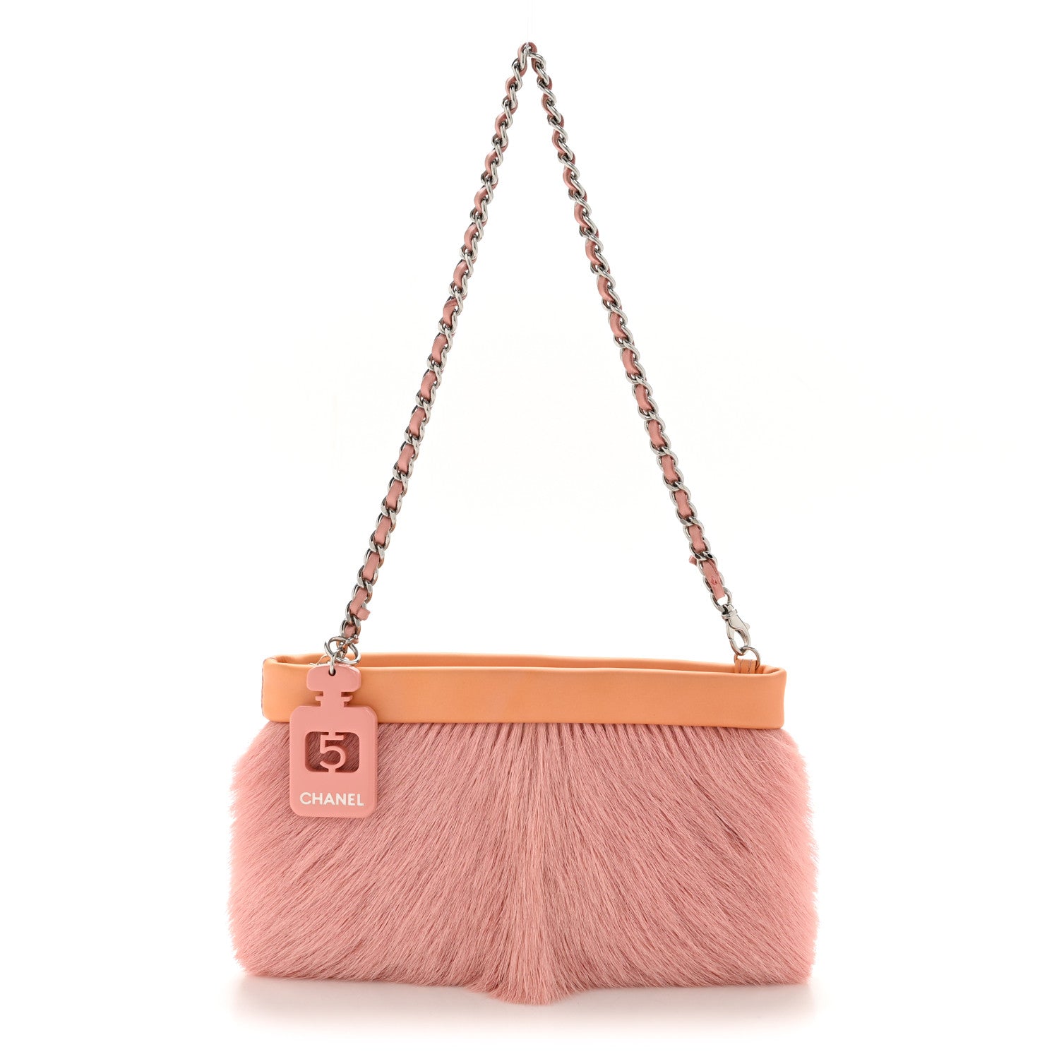 Chanel Rabbit Fur N°5 Pochette Pink Orange 1 of 13