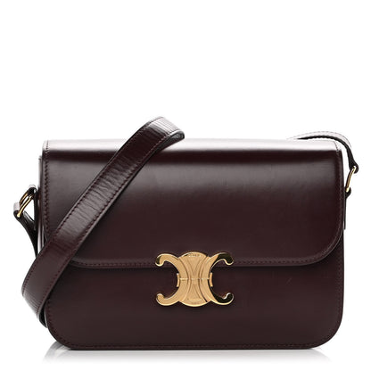 Celine Shiny Calfskin Medium Triomphe Burgundy 1 of 14