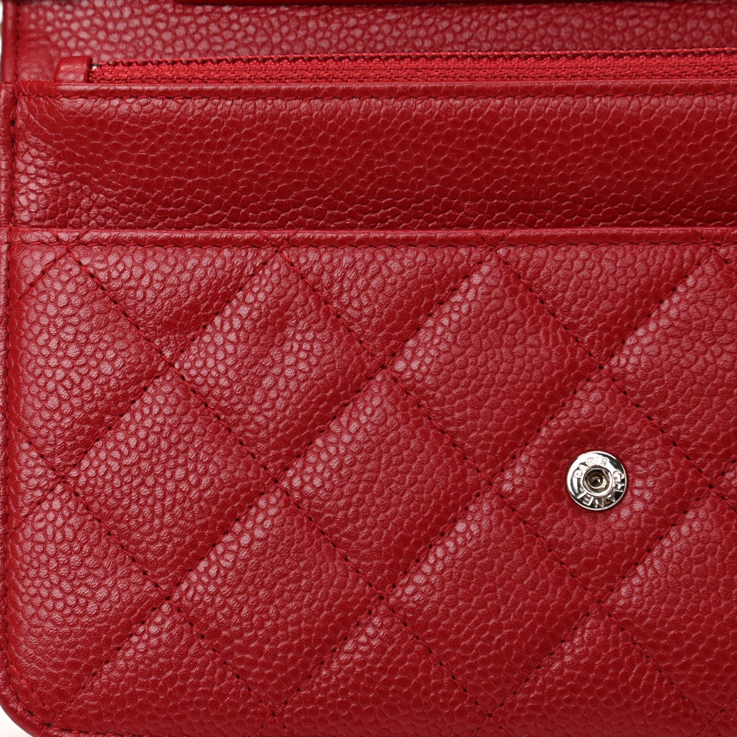 Chanel Caviar Quilted Wallet On Chain WOC Red 23 of 25