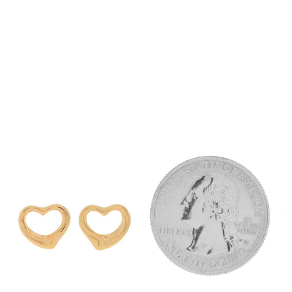 Tiffany 18K Yellow Gold 11mm Elsa Peretti Open Heart Earrings 2 of 5