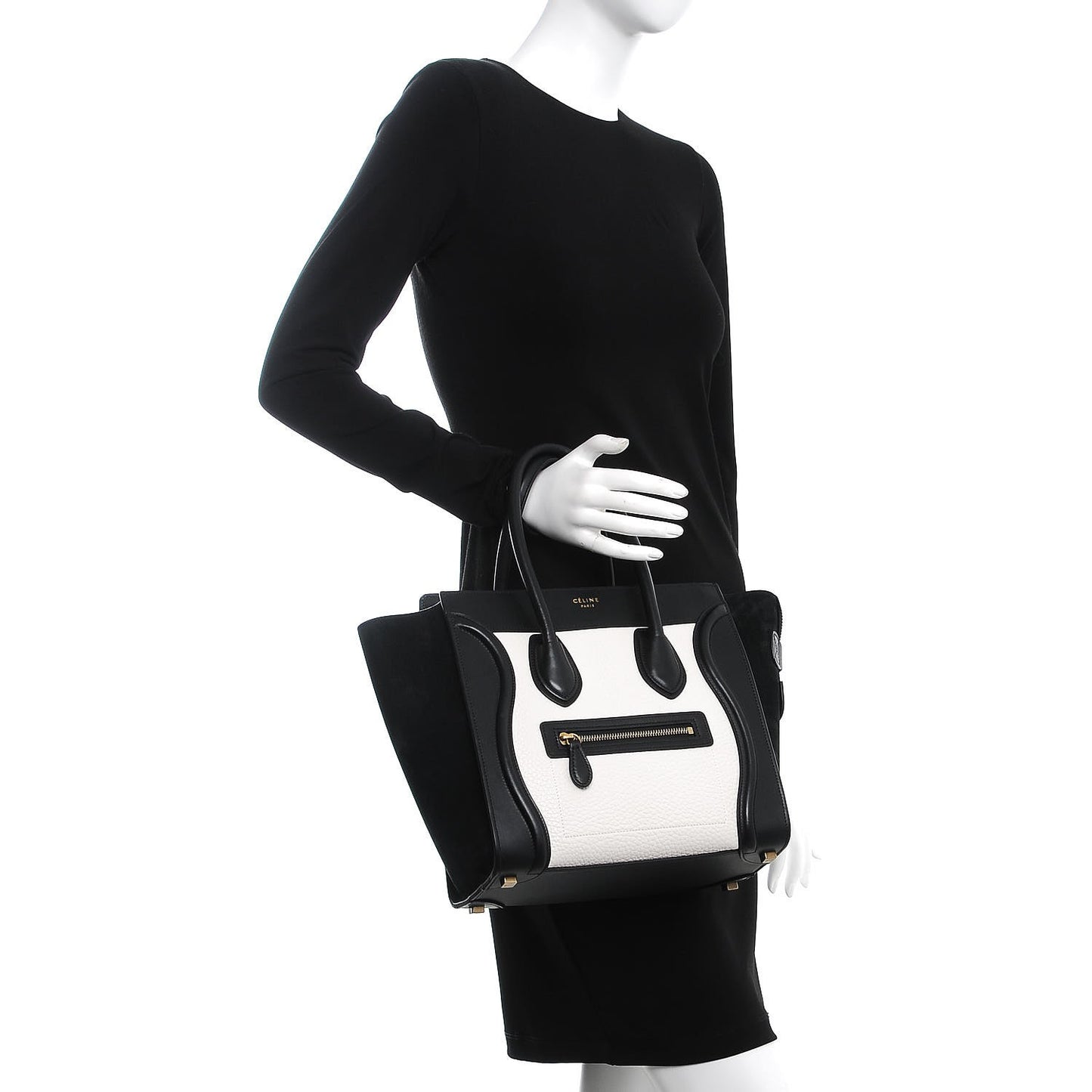 Bullhide Calfskin Micro Bi-Color Luggage Black White
