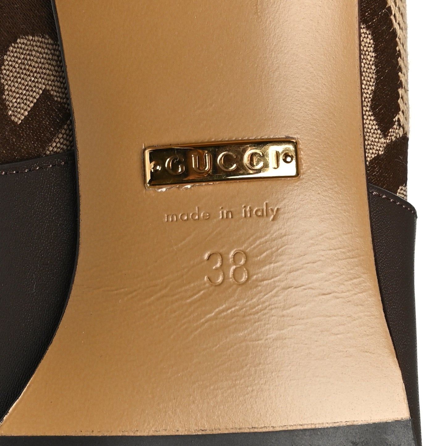Monogram Jumbo GG Calfskin Interlocking G Anna Boots 38 Camel Ebony