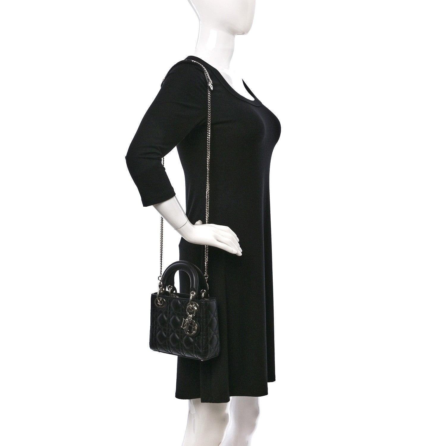 Christian Dior Lambskin Cannage Mini Lady Dior Black 2 of 12