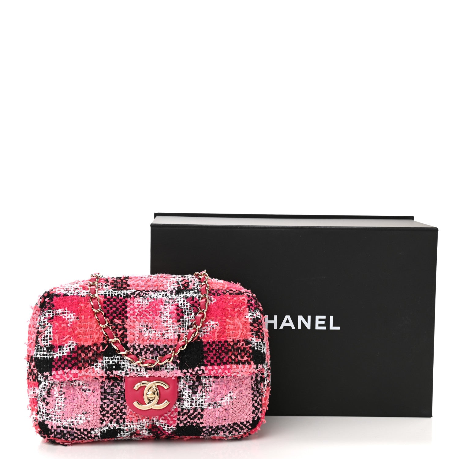 Chanel Tweed Large Tote Flap Pink Black 17 of 17
