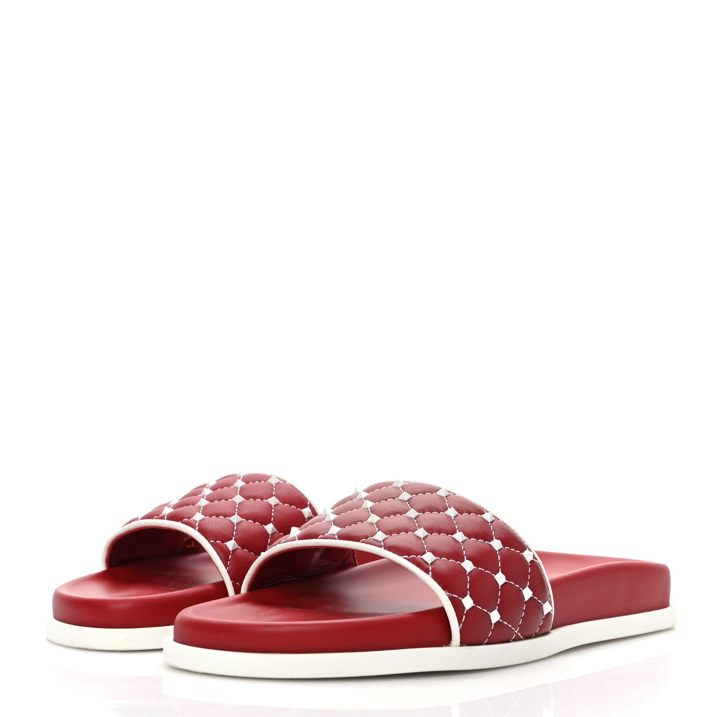 Nappa Free Rockstud Spike Slide Sandals 37 Rosso Valentino