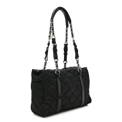 Prada Nylon Tessuto Quilted Chain Shoulder Bag Black 4 of 14