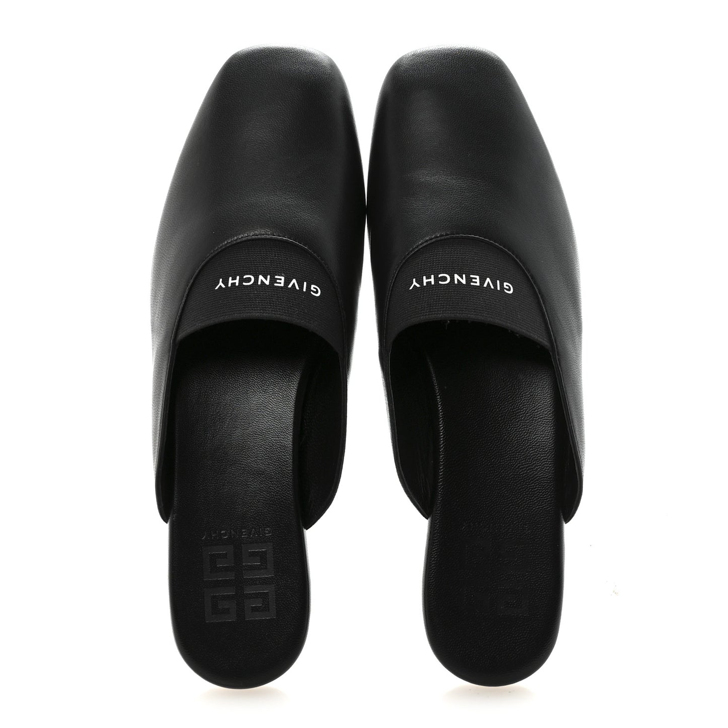 Calfskin Dune Bedford Logo Mule Slides 35.5 Black