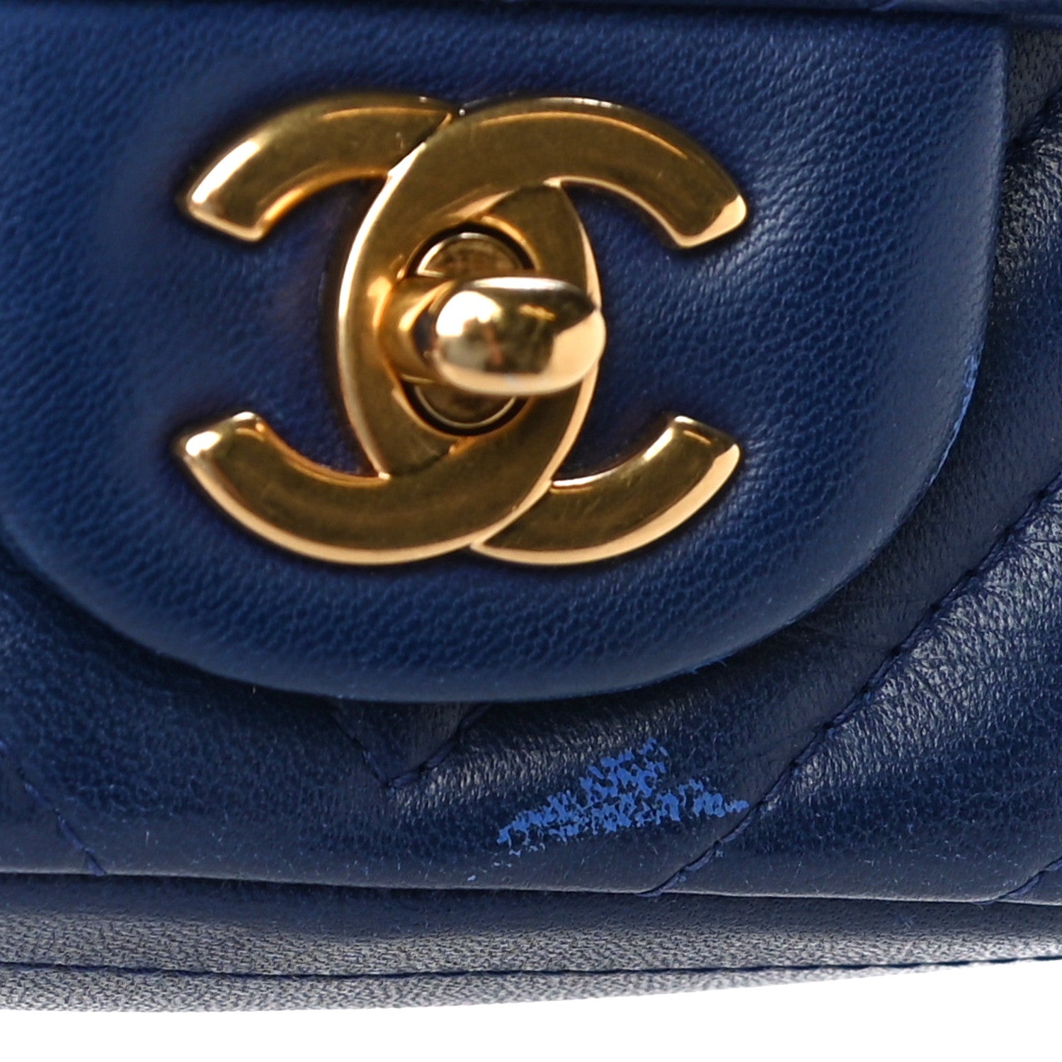 Chanel Lambskin Chevron Quilted Extra Mini Rectangular Flap Blue 14 of 14
