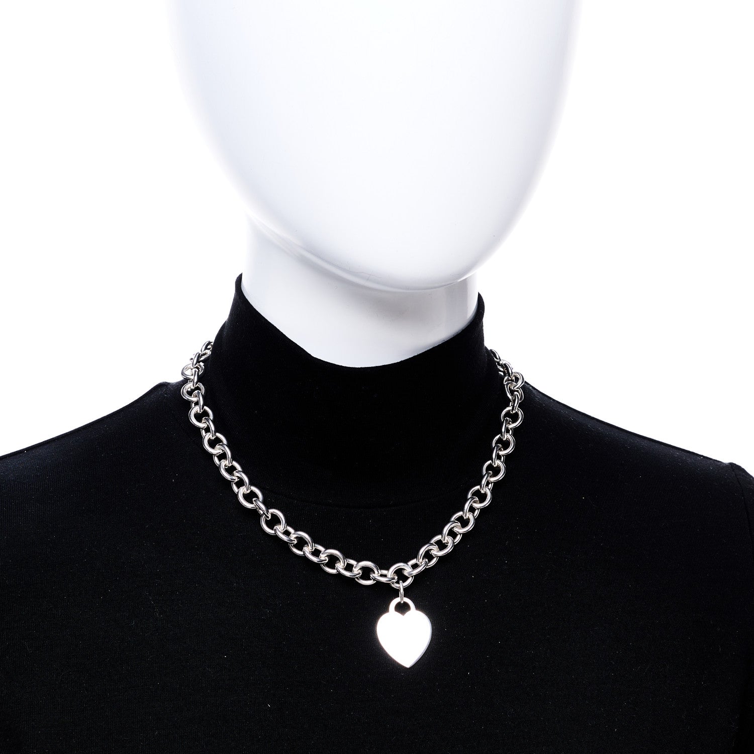 Tiffany Sterling Silver Heart Tag Pendant Necklace 2 of 6