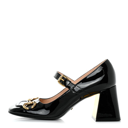 Gucci Patent Womens Horsebit Mid-Heel Mary Jane Pumps 41 Black 1 of 8