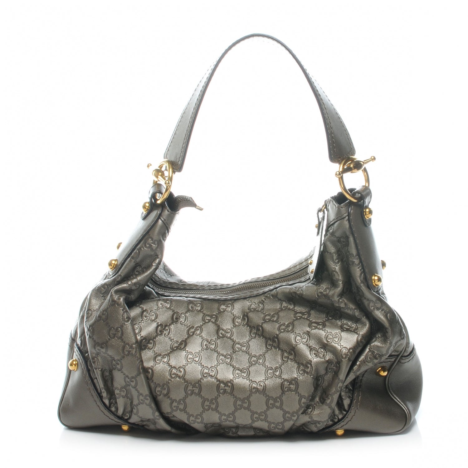 Gucci Guccissima Medium Jockey Hobo Pewter 1 of 8