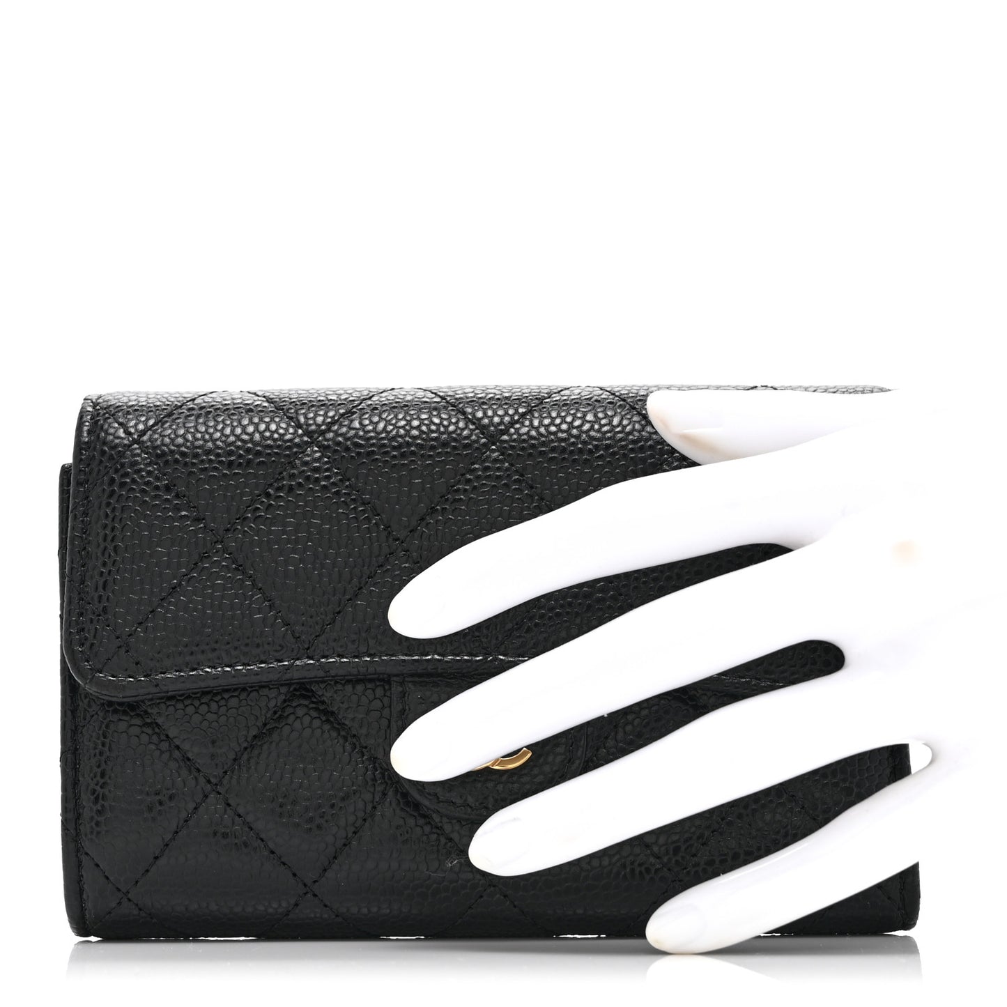 Caviar Quilted Medium Flap Wallet Black