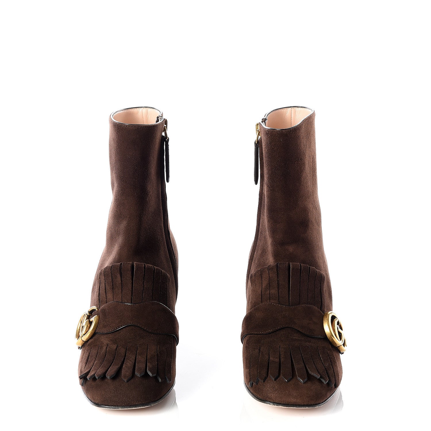 Gucci Kid Scamosciato GG Marmont Fringe 75mm Ankle Boots 38 Cocoa 3 of 11