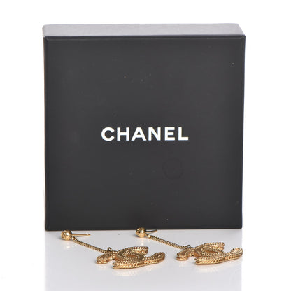 Chanel CC Drop Earrings Matte Gold 5 of 5