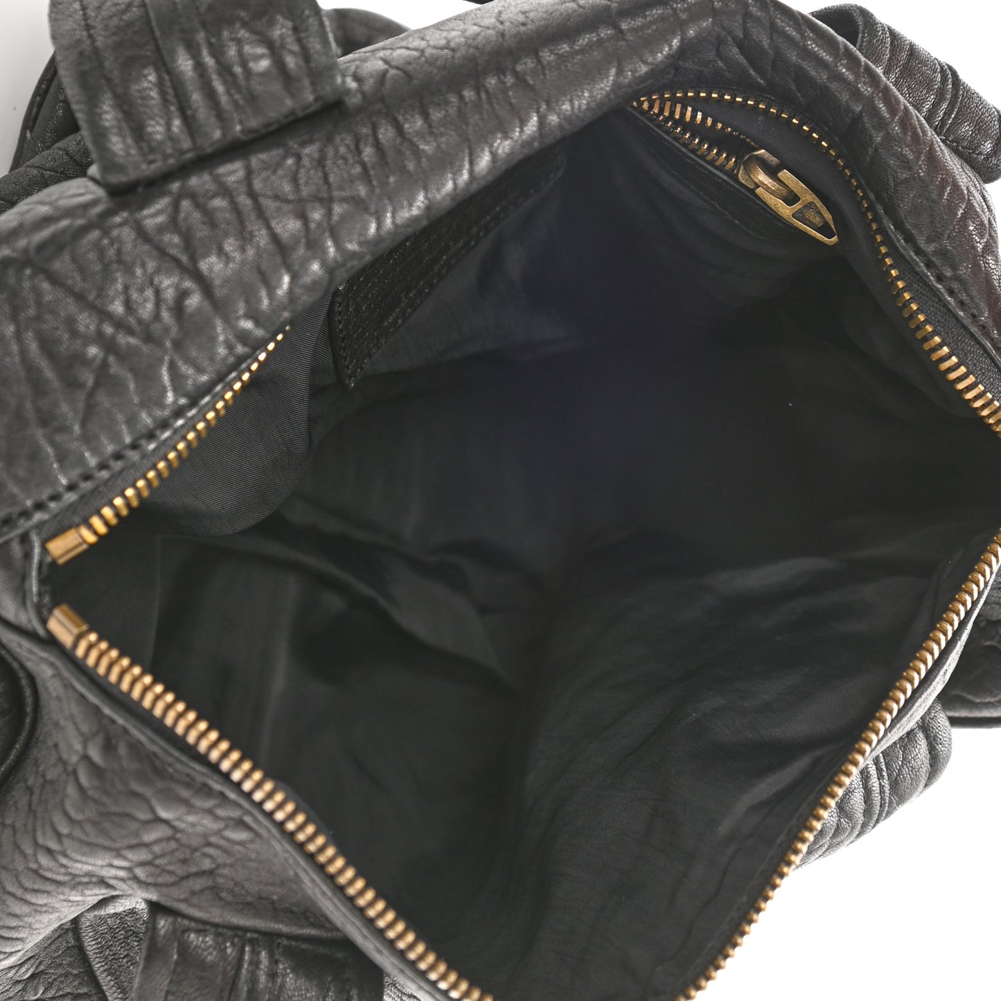 Pebbled Lambskin Rocco Black Antique Brass Hardware