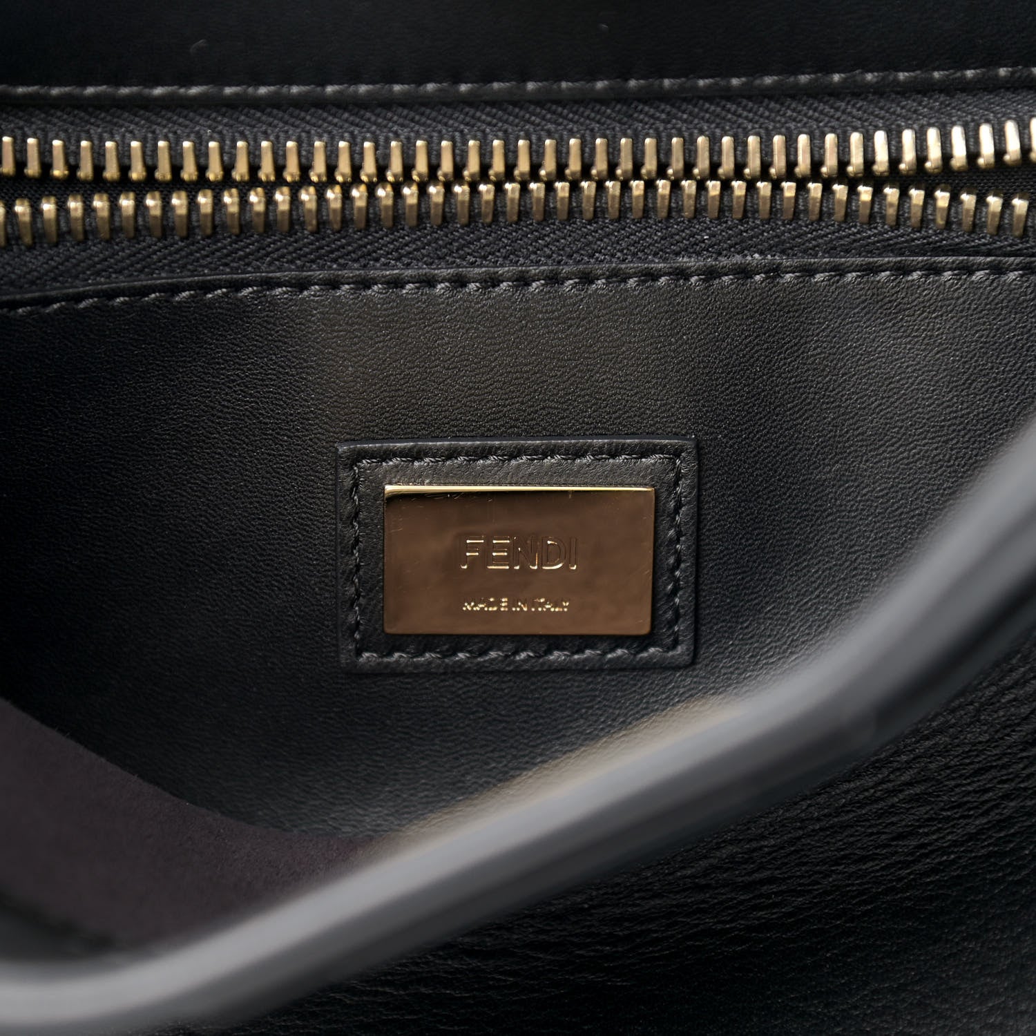 Fendi Vitello Seta Shiny Nappa Medium Peekaboo Iconic Satchel Black 6 of 9