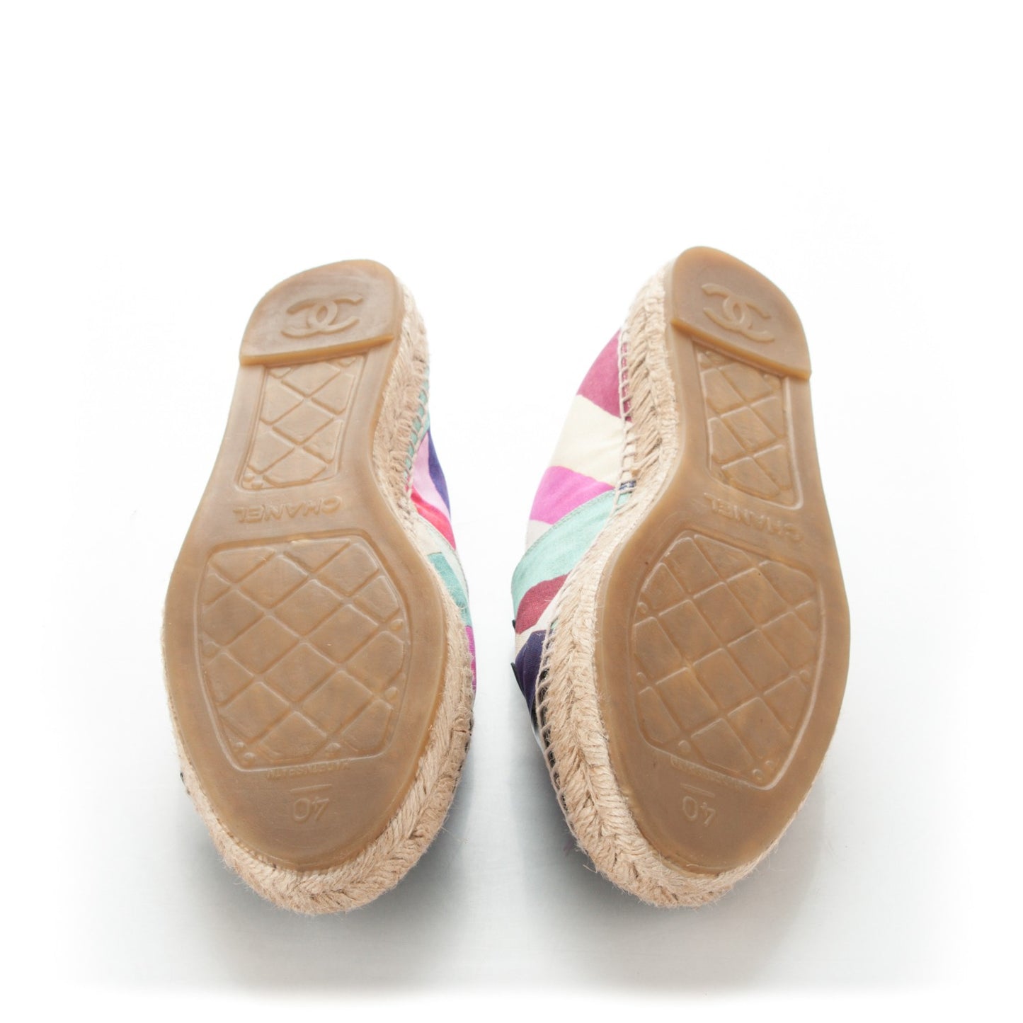 Fabric Striped Patent CC Espadrilles 40 Multicolor Black