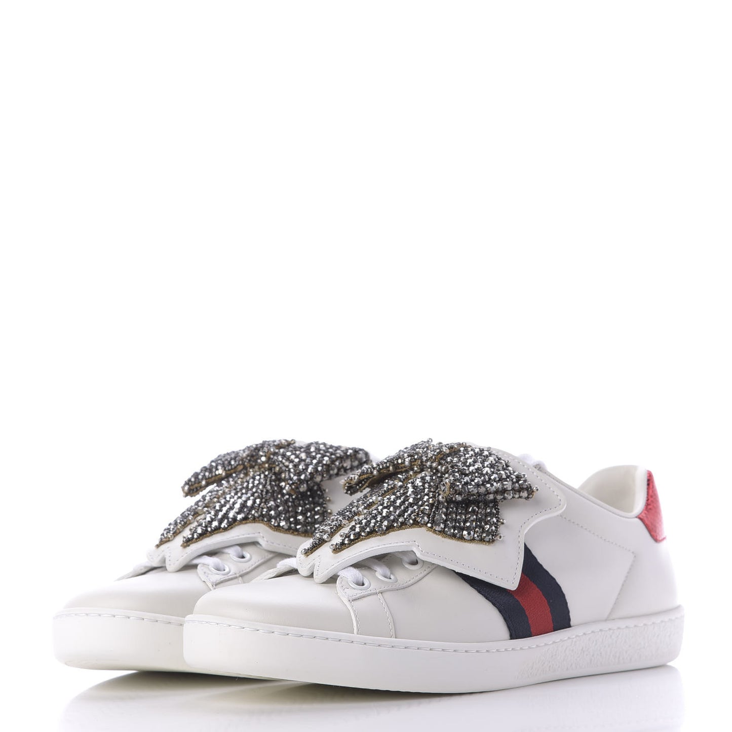 Calfskin Ayers Web Womens Ace Bow Lace Sneakers 38 White