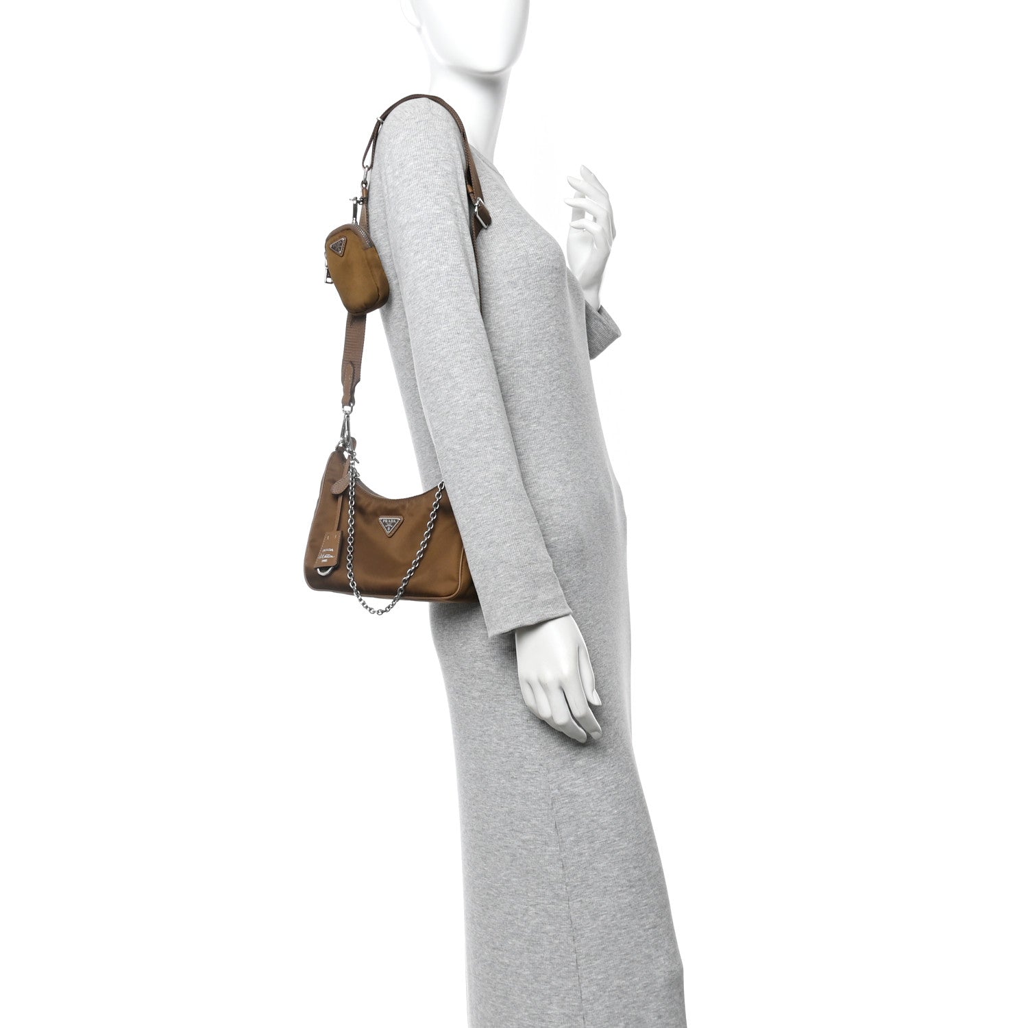 Prada Nylon Re-Edition 2005 Shoulder Bag Cacao 2 of 10