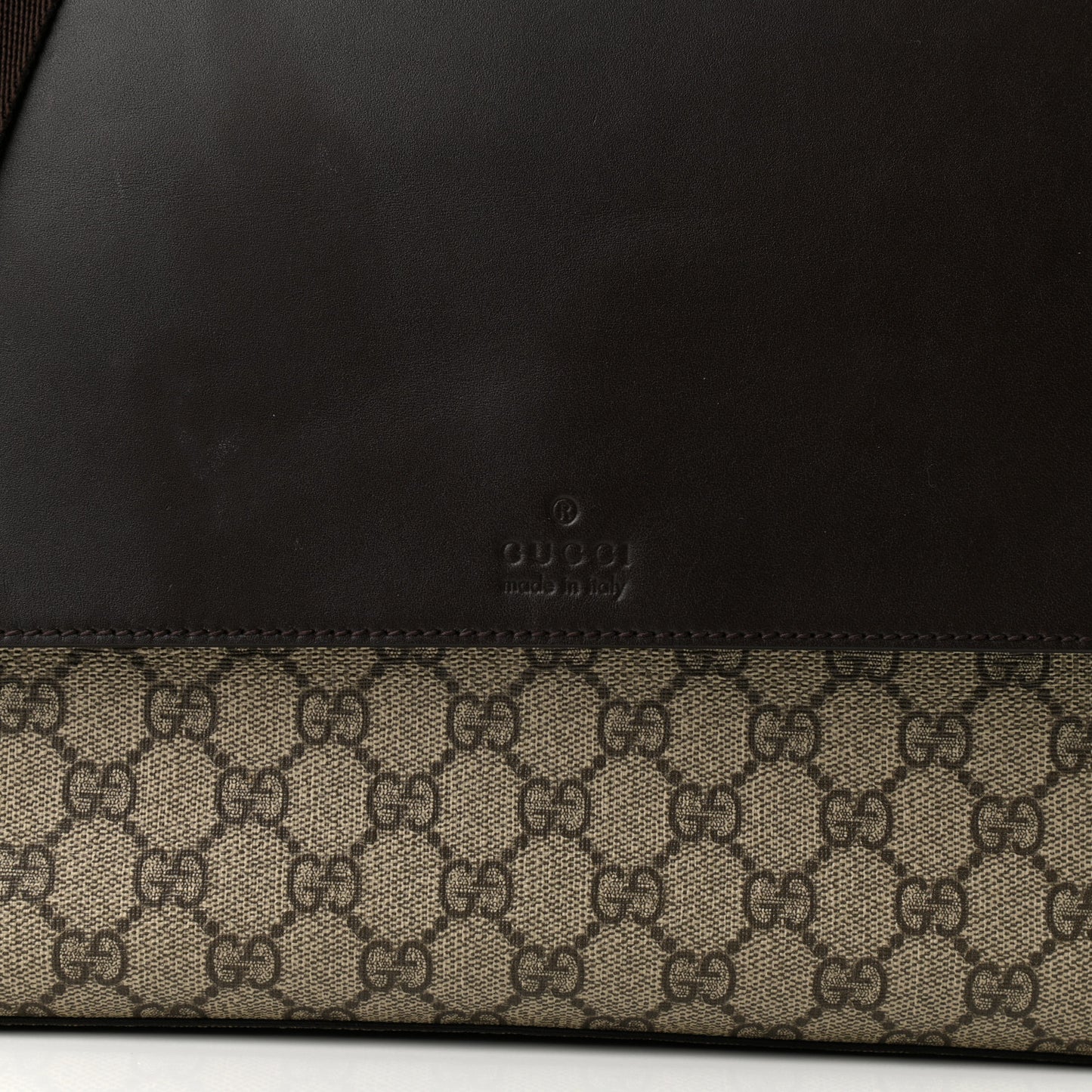GG Supreme Monogram Selleria Calfskin Large Satchel Messenger Bag Beige Ebony Cocoa Dark Chocolate