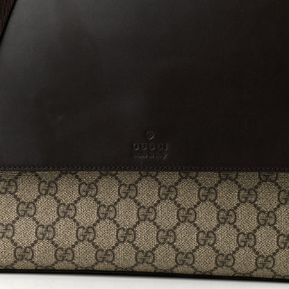 Gucci GG Supreme Monogram Selleria Calfskin Large Satchel Messenger Bag Beige Ebony Cocoa Dark Chocolate 8 of 10