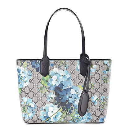 Gucci GG Supreme Monogram Blooms Small Reversible Tote Beige Blue Navy 1 of 12
