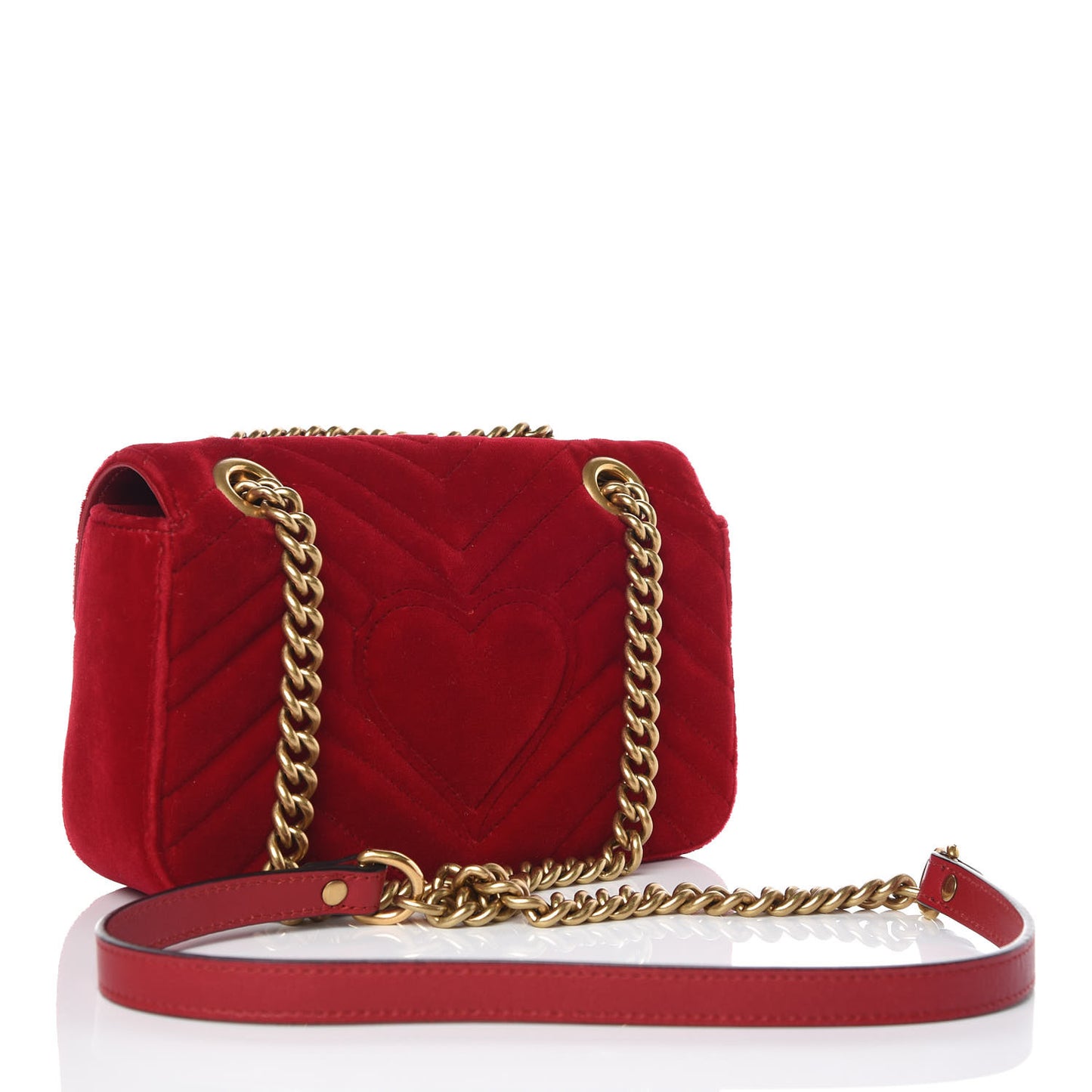 Velvet Matelasse Mini GG Marmont Shoulder Bag Hibiscus Red
