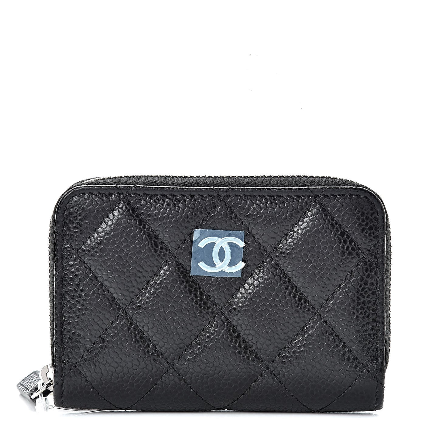 Caviar Quilted Zip Coin Purse Black