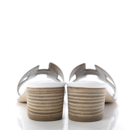 Hermes Calfskin Oasis Sandals 37.5 White 6 of 9