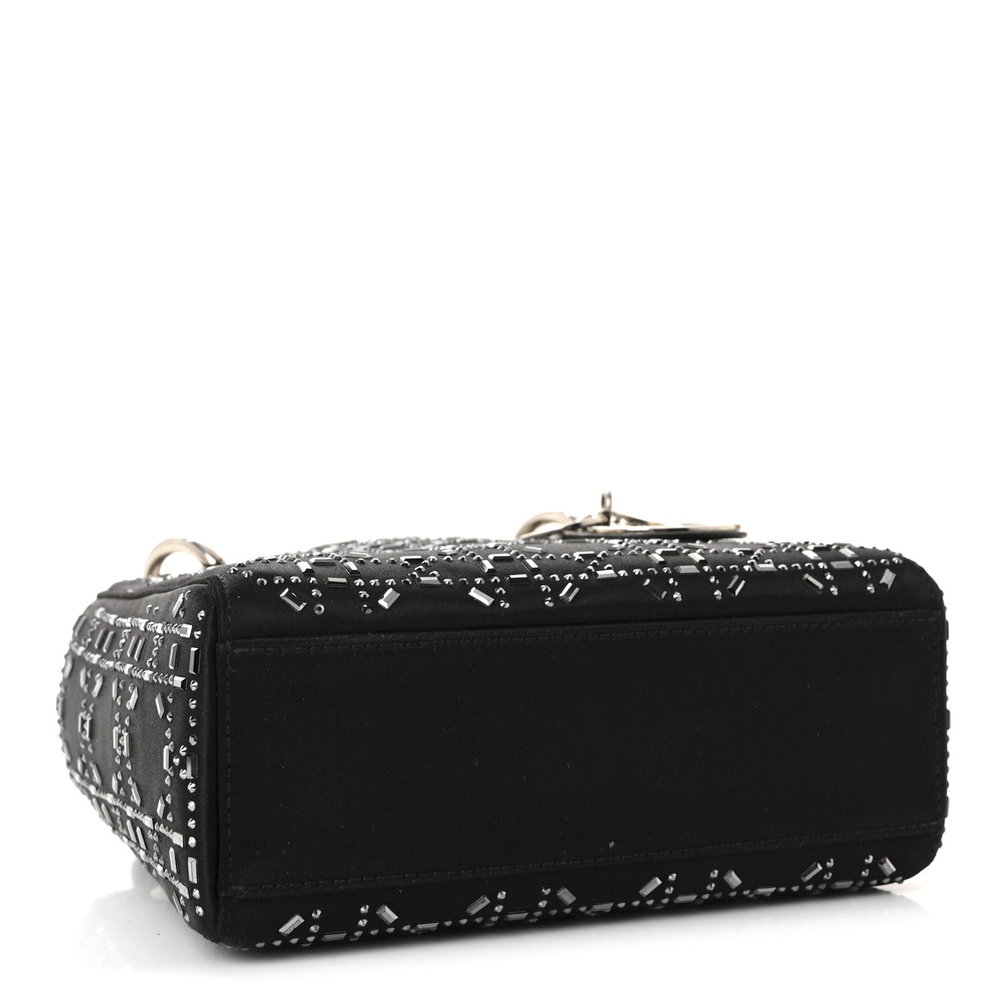 Satin Crystal Cannage Mini Lady Dior Black