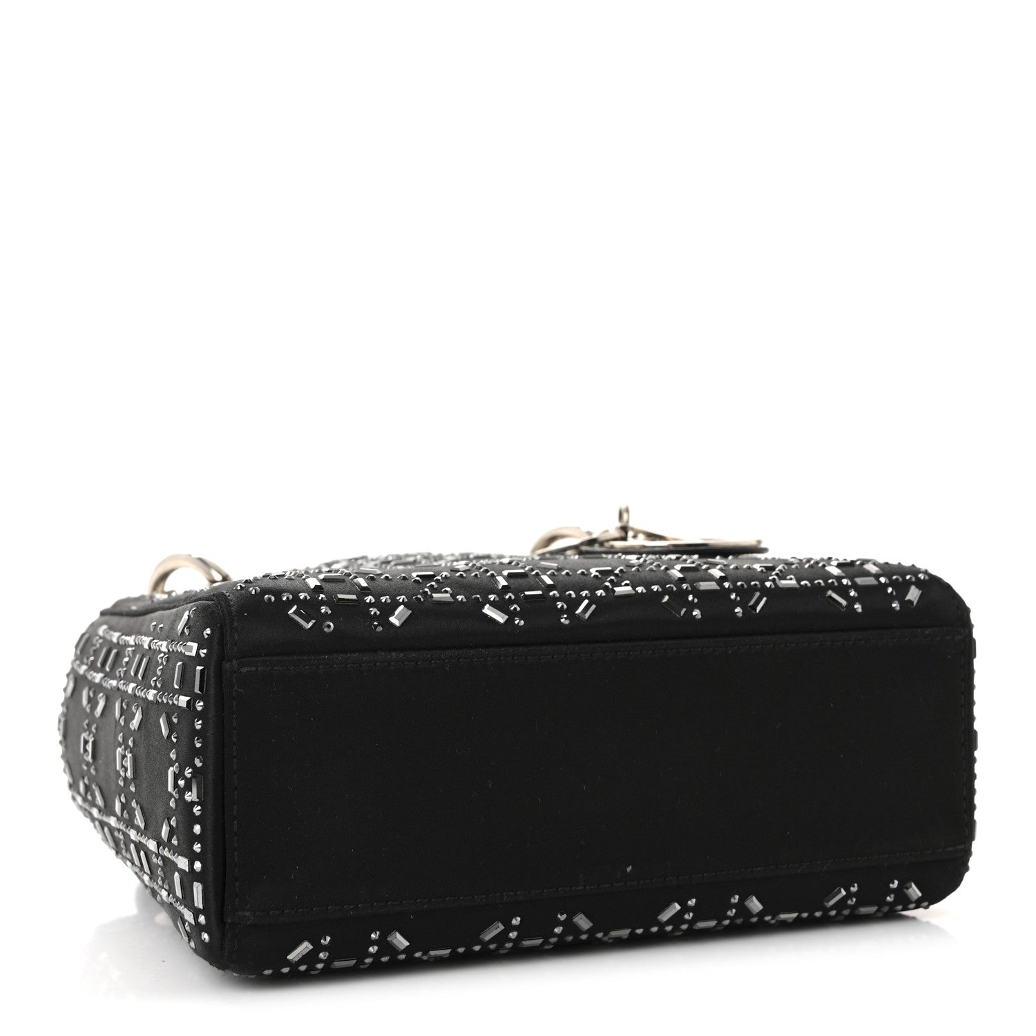 Christian Dior Satin Crystal Cannage Mini Lady Dior Black 4 of 9