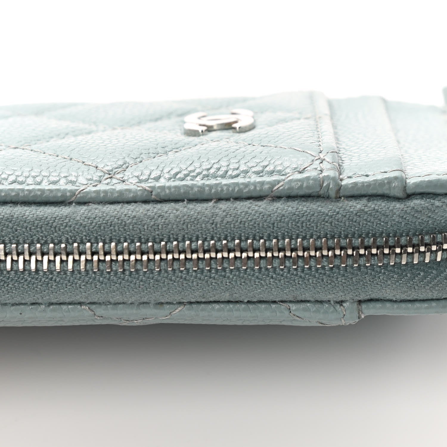 Chanel Caviar Quilted Zip Card Holder Light Blue 10 of 11