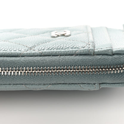 Chanel Caviar Quilted Zip Card Holder Light Blue 10 of 11