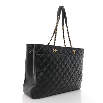 Chanel Calfskin Quilted Large Classic Shopping Tote Black 3 of 10