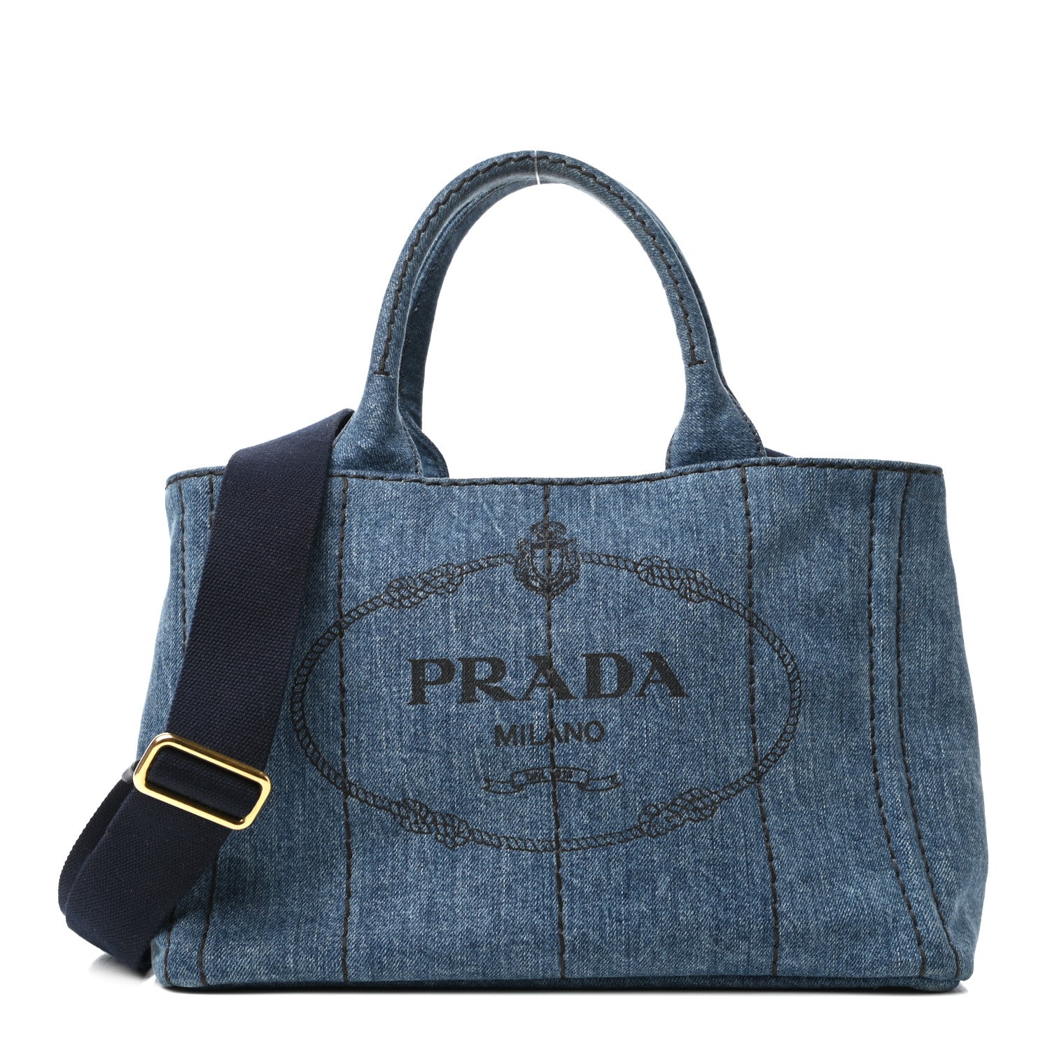 Prada Denim Small Logo Tote Bleu 1 of 9