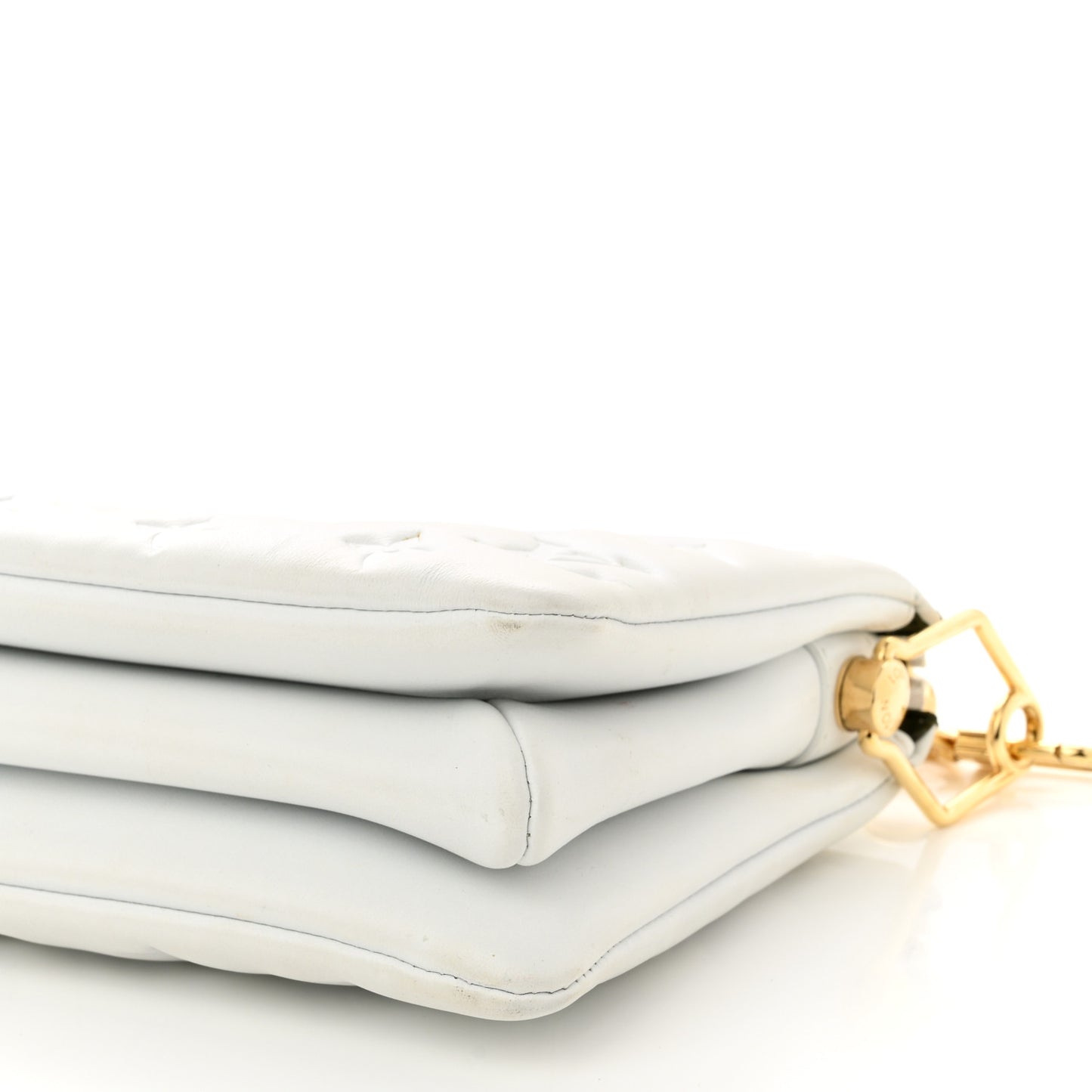 Lambskin Embossed Monogram Coussin BB White