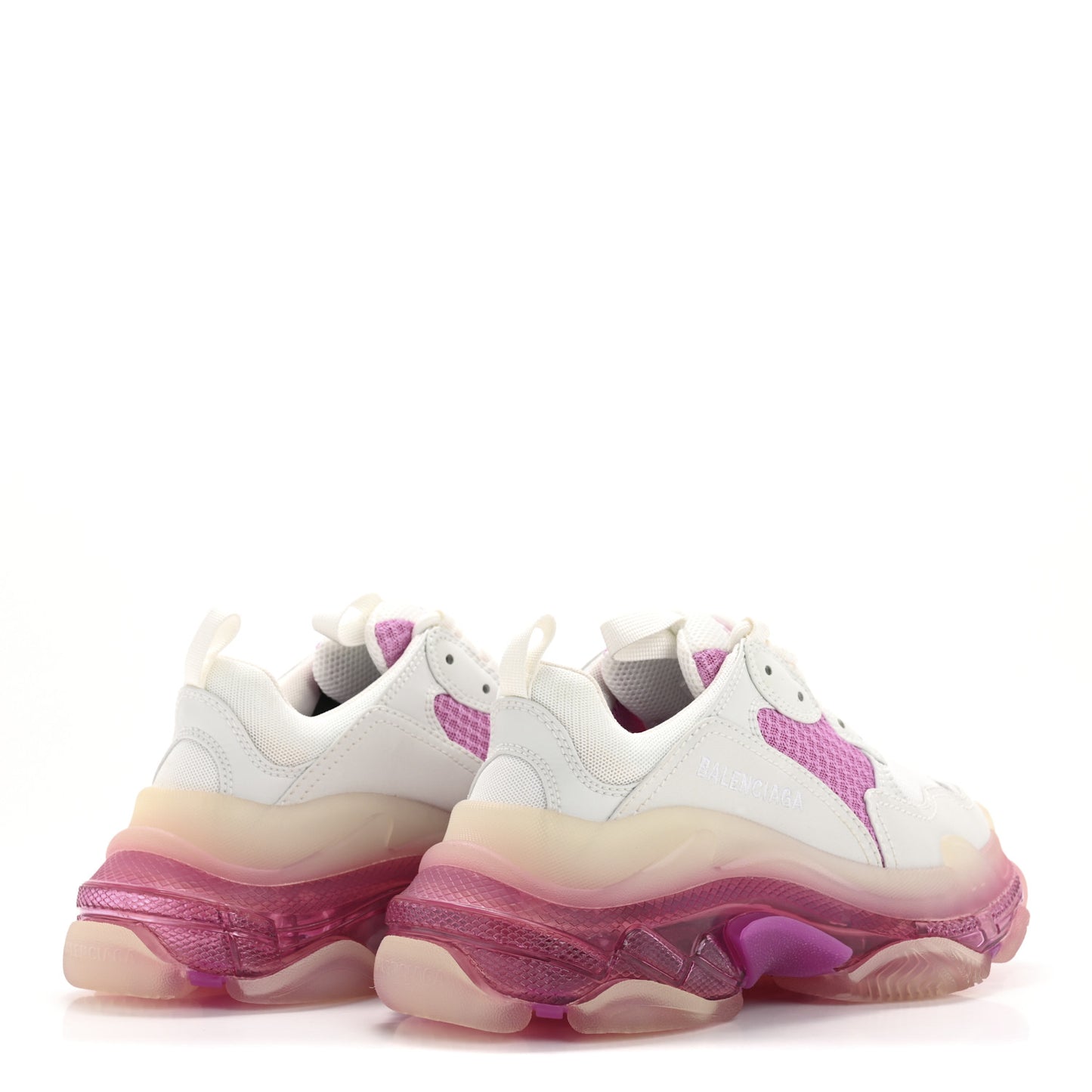 Fabric Mesh Clear Sole Womens Triple S Sneakers 36 White Pink