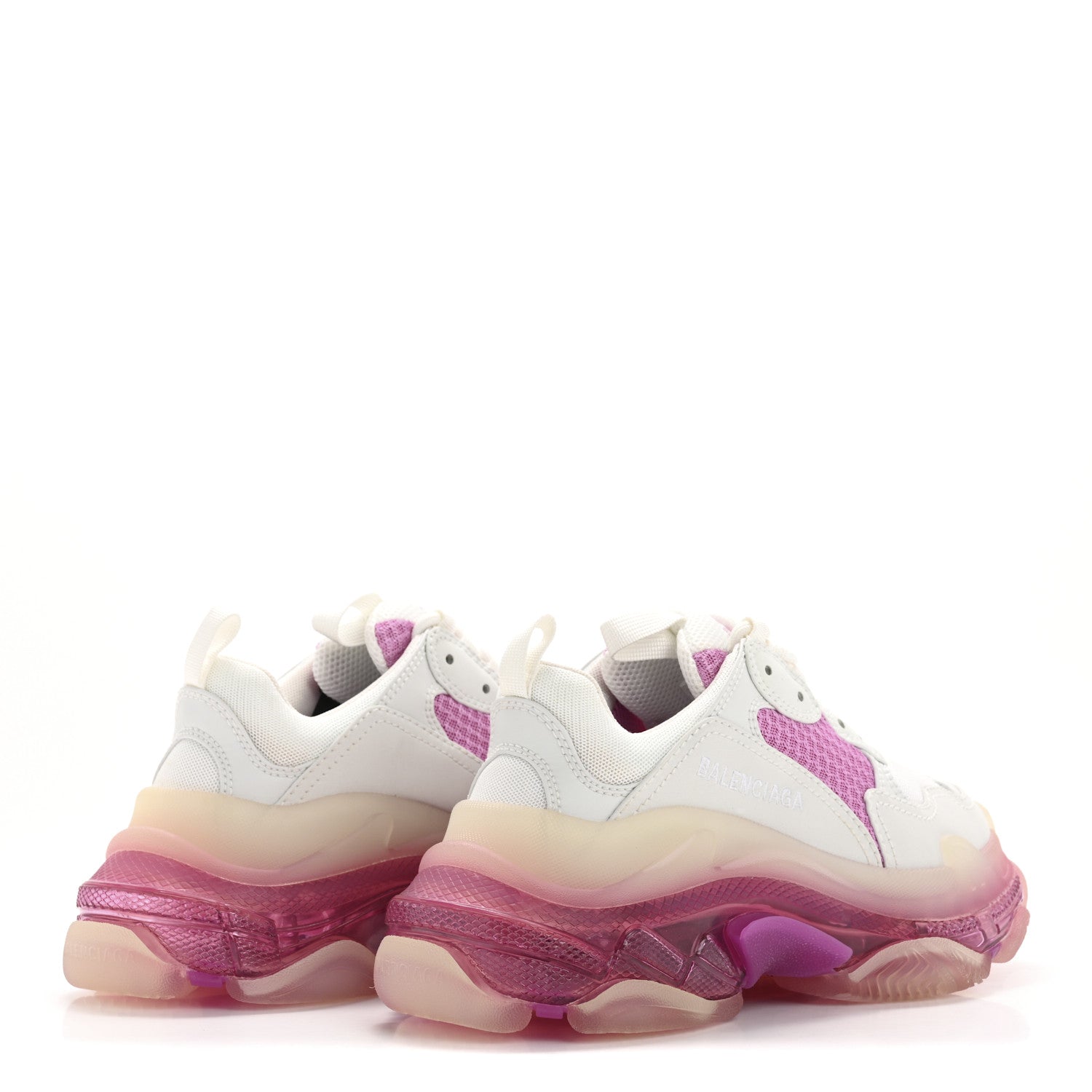 Balenciaga Fabric Mesh Clear Sole Womens Triple S Sneakers 36 White Pink 5 of 9