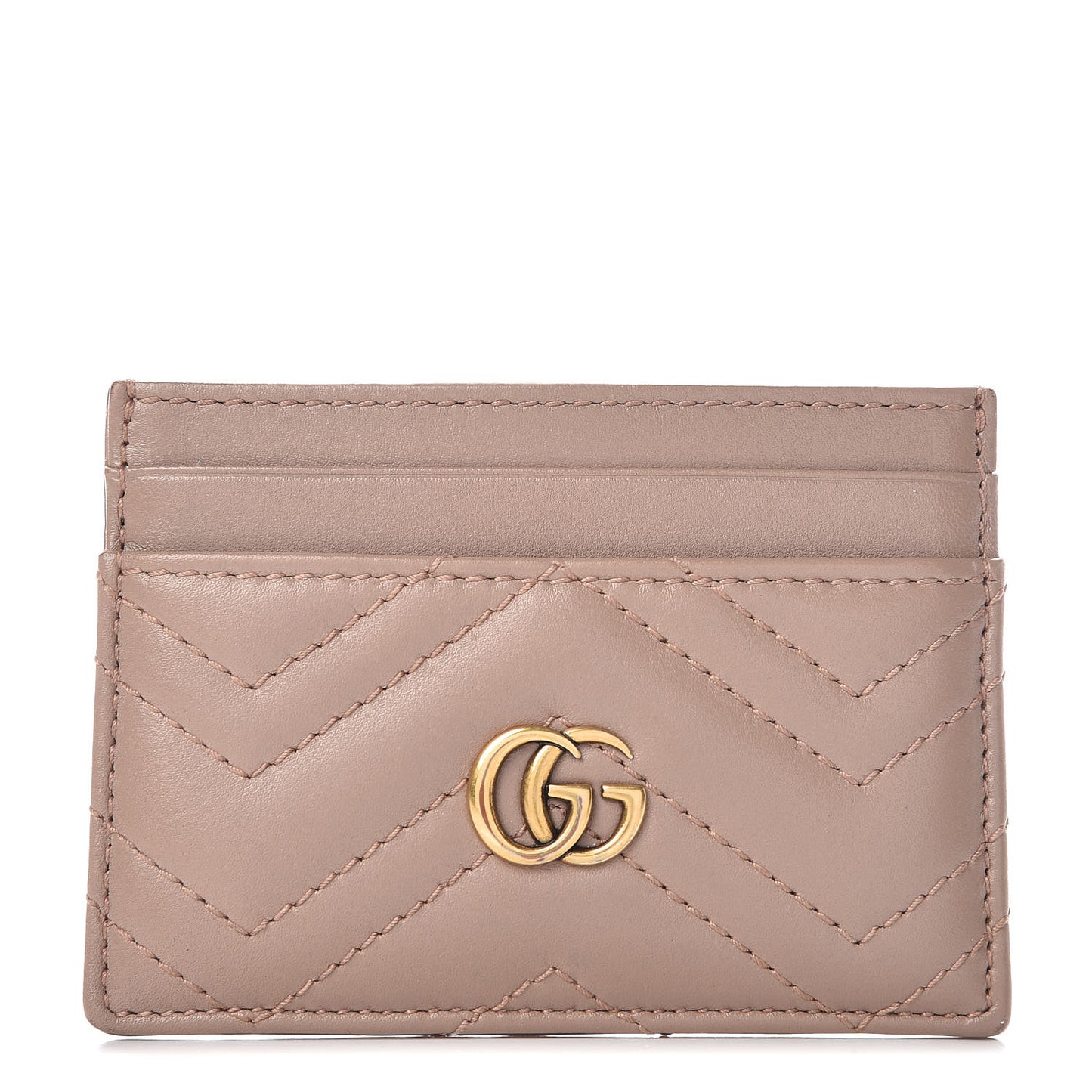 Calfskin Matelasse GG Marmont Card Holder Porcelain Rose