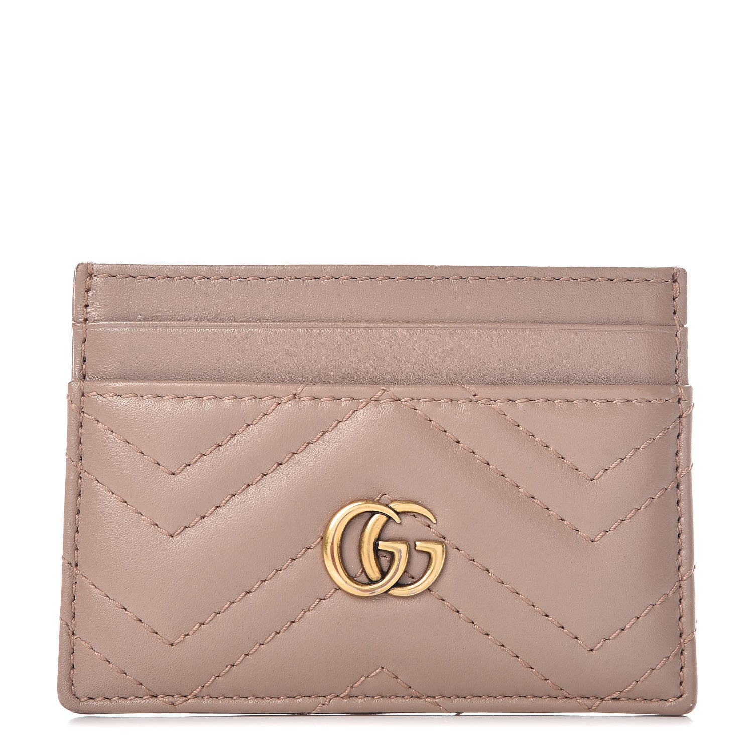 Gucci Calfskin Matelasse GG Marmont Card Holder Porcelain Rose 1 of 7