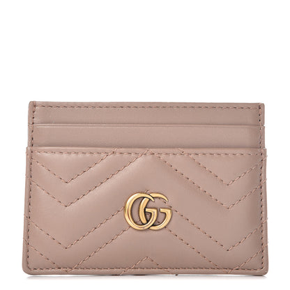 Gucci Calfskin Matelasse GG Marmont Card Holder Porcelain Rose 1 of 7
