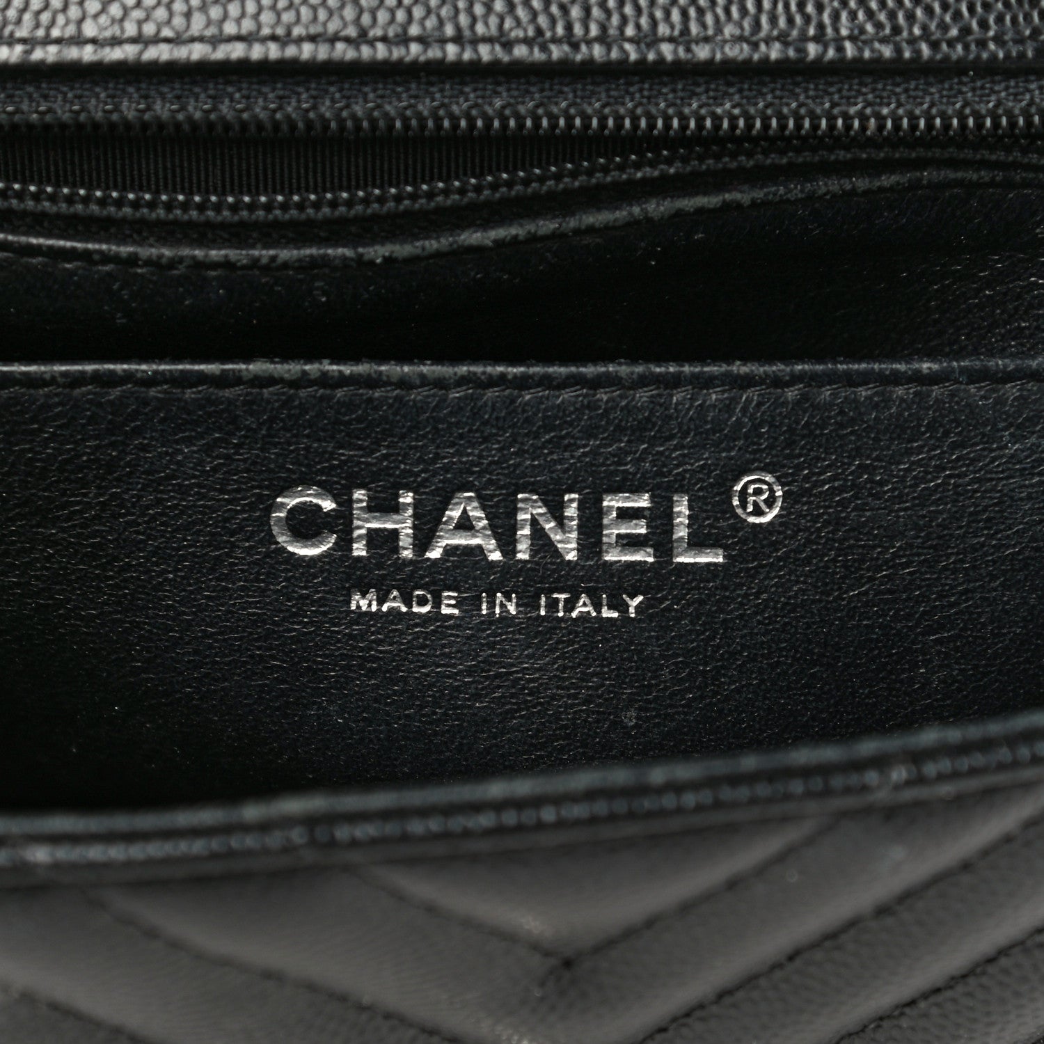 Chanel Caviar Chevron Quilted Mini Square Flap Black 6 of 17