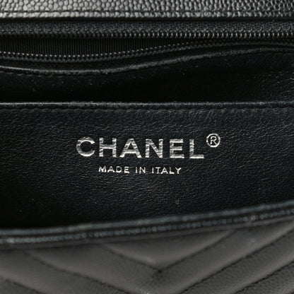 Chanel Caviar Chevron Quilted Mini Square Flap Black 6 of 17